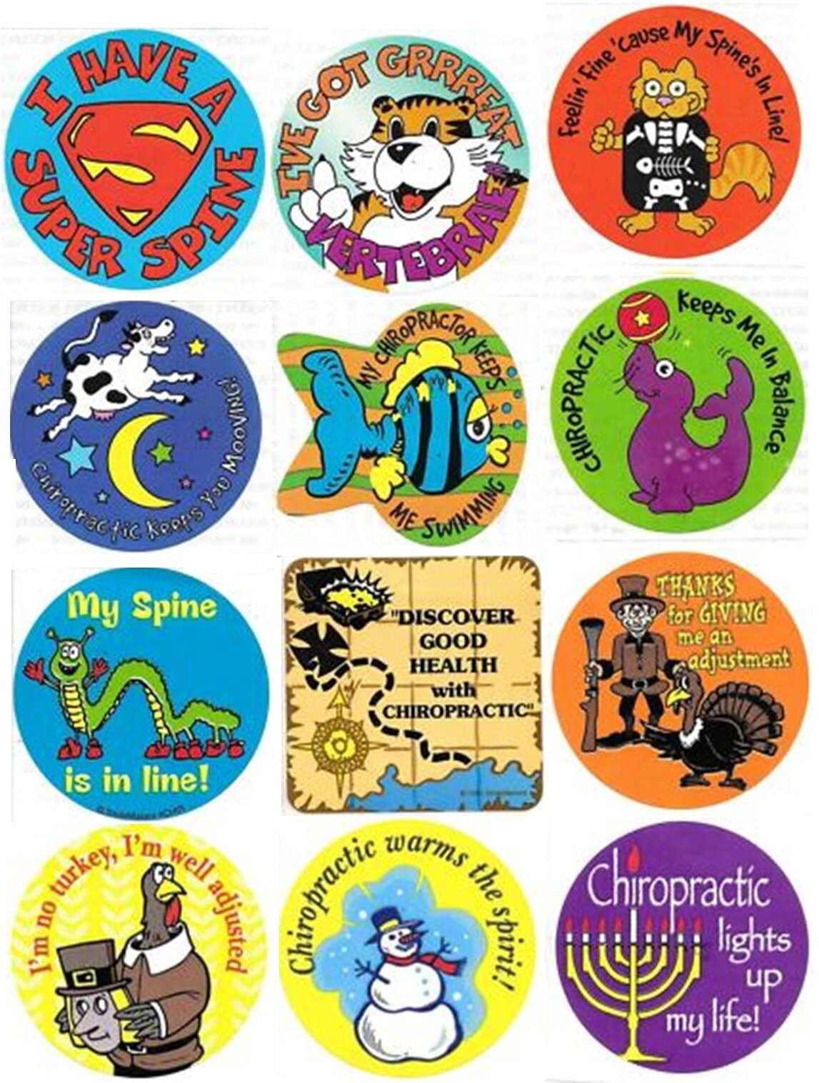 Chiropractic Kids’ Stickers ~ Lots Of 50 ~ Scores To Choose From ~ NO SHIPPING!!