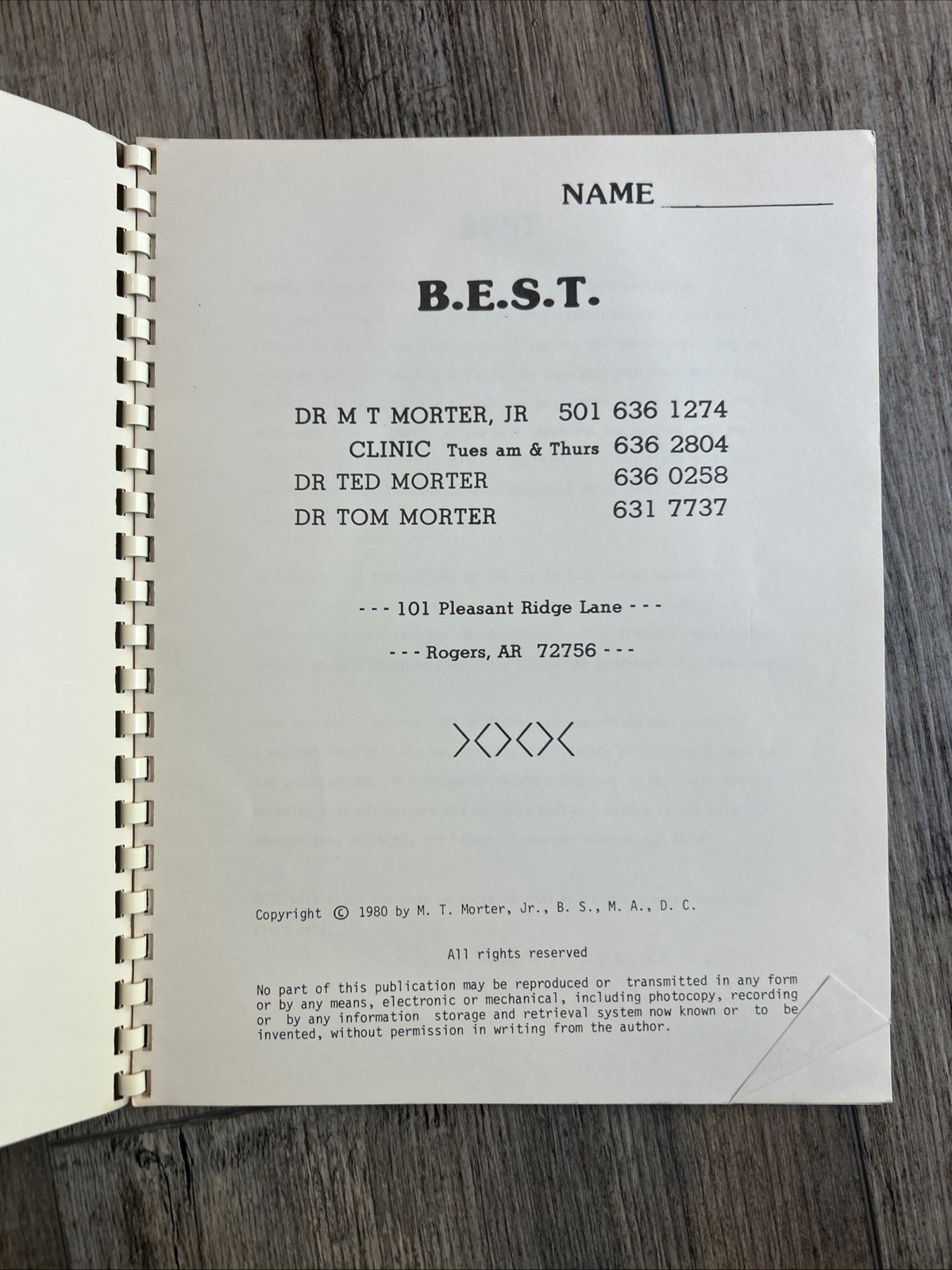 1980 Dr M T Morten Jr B.E.S.T Bio Energetic Synchronization Technique Material