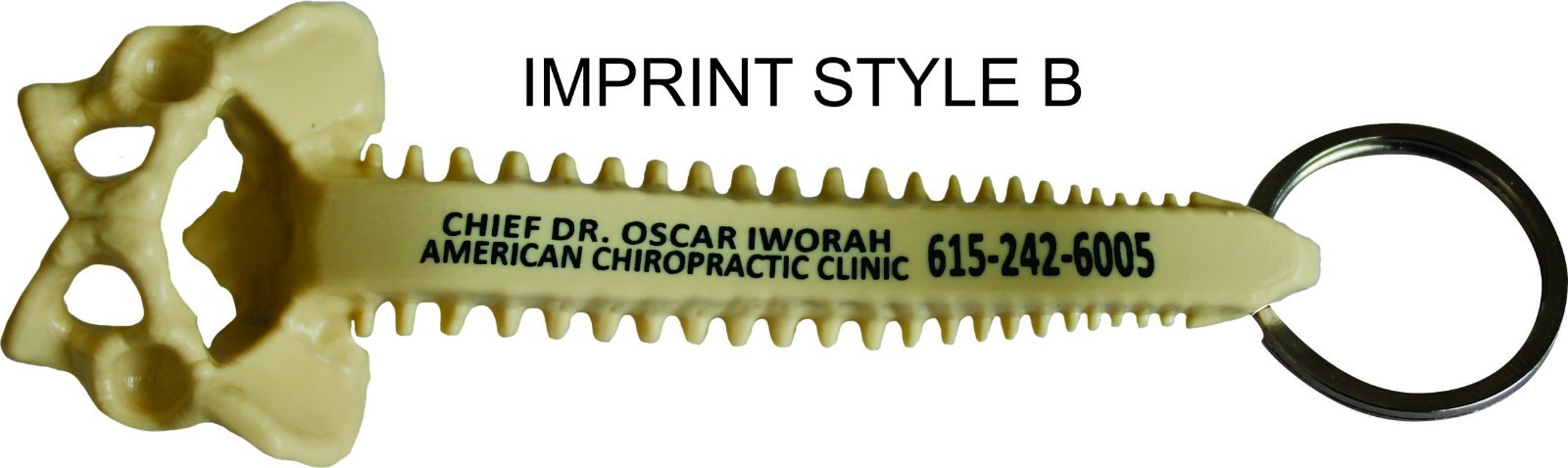 1000 PERSONALIZED SPINE KEY TAGS – KEY CHAIN – BAG OF BONES – CHIROPRACTIC