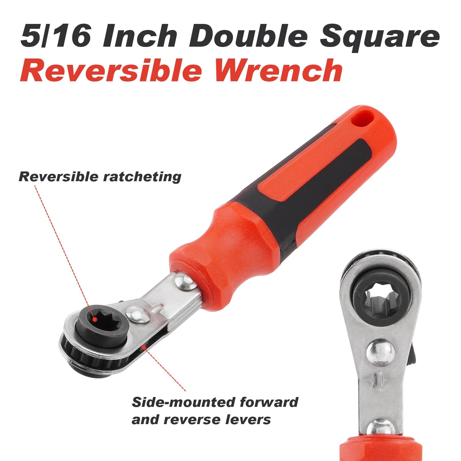 Detyi Slack Adjuster Tool Set 5/16 Double Square Reversible Ratcheting Wrench