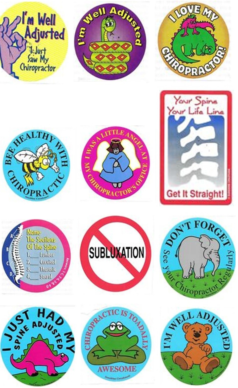Chiropractic Kids’ Stickers ~ Lots Of 50 ~ Scores To Choose From ~ NO SHIPPING!!