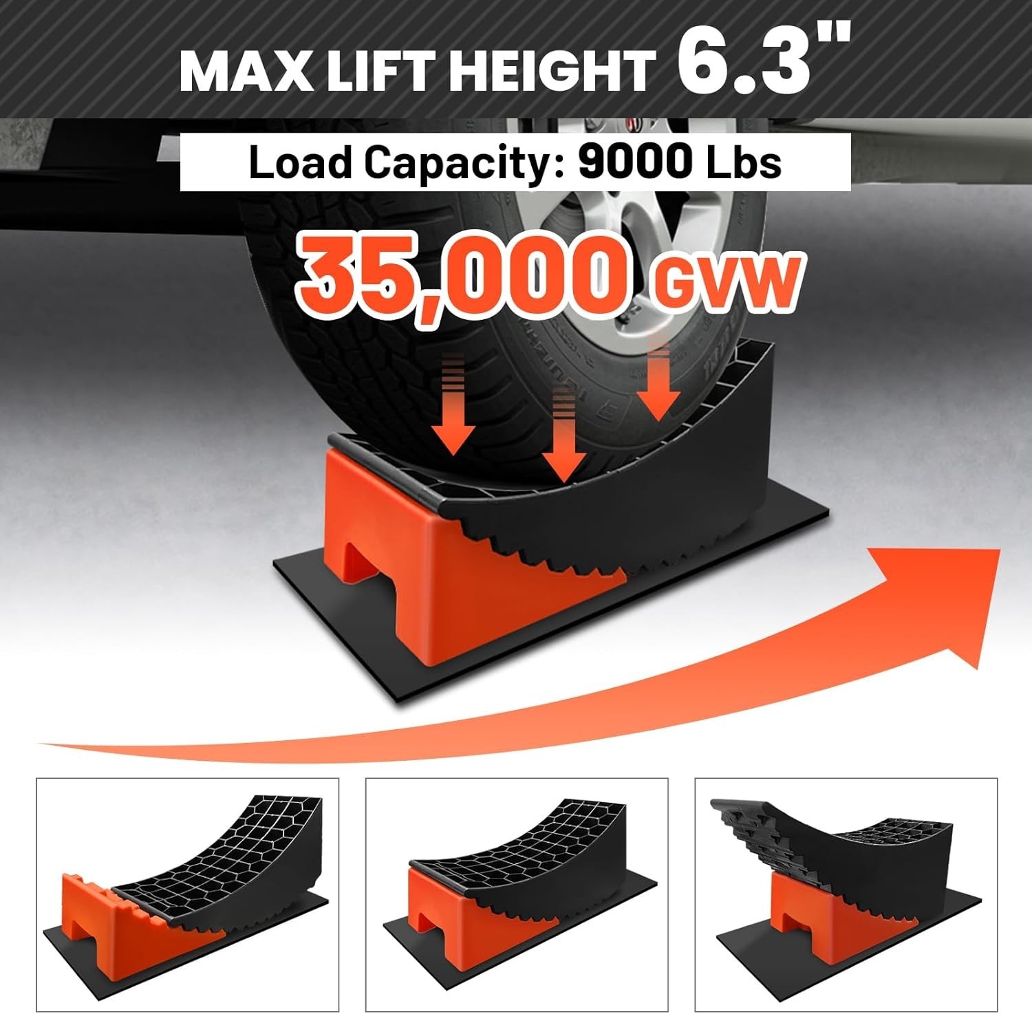 Paquete de 2 bloques niveladores, altura máxima de elevación de 16 cm (6.3″), co