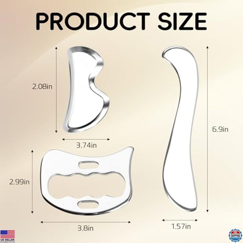 3-in-1 Stainless Steel Muscle Scraper Tool Set – Gua Sha & IASTM Massage Tools