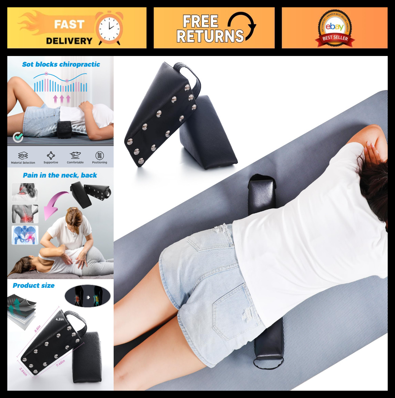 Chiropractic Wedge Blocks for Pelvis Support – 2pcs DeJarnette Style, Comfort &