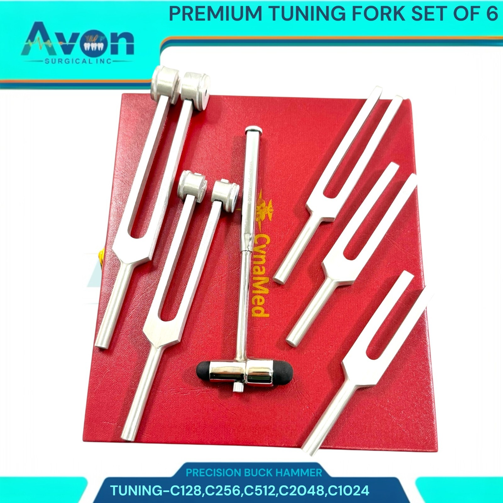 6 Tuning Fork Set Medical Surgical Chiropractic Physical Diagnostic Instruments