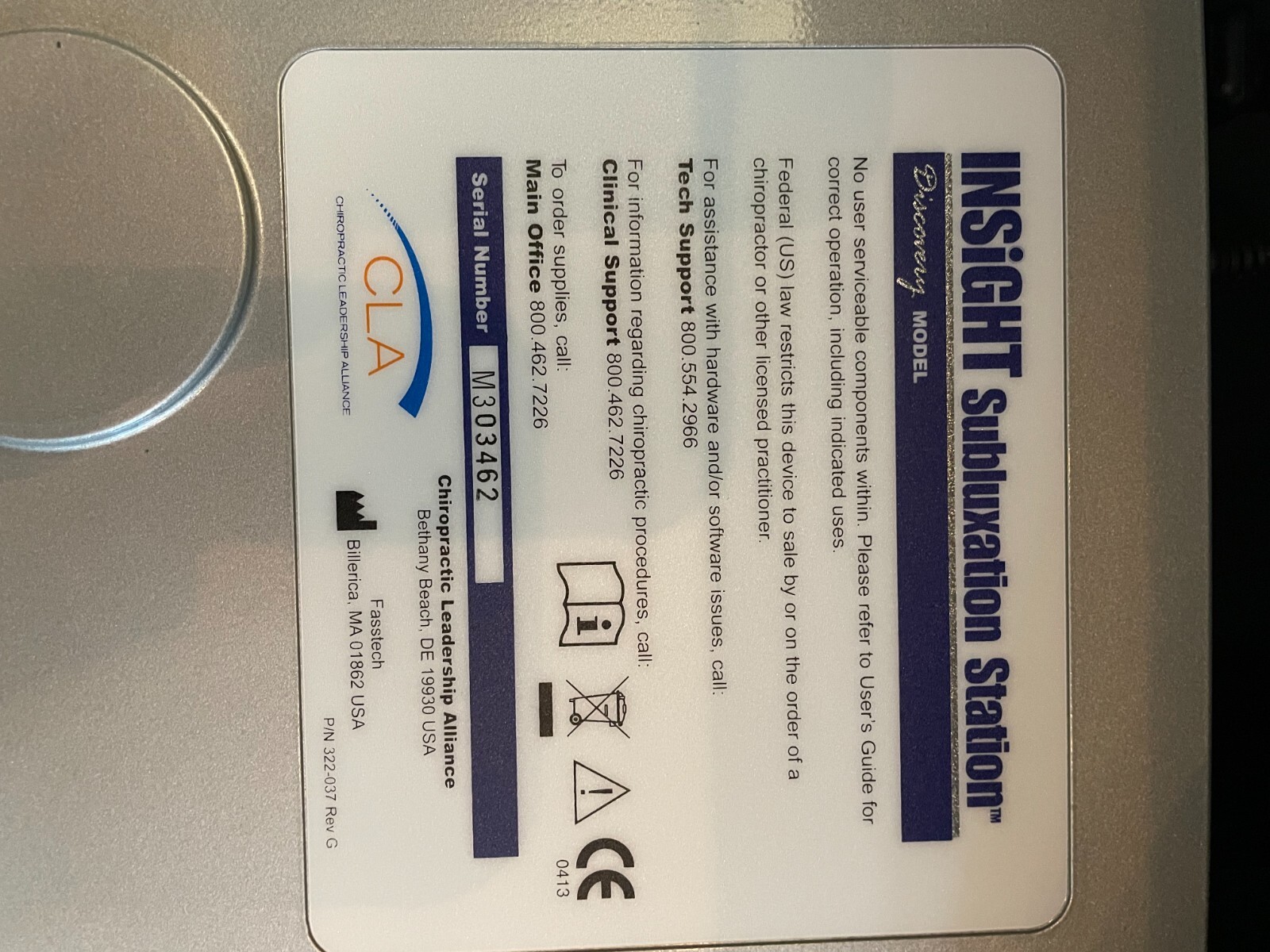 CLA Insight Subluxation Station-sEMG-NeuroTheramal-HRV