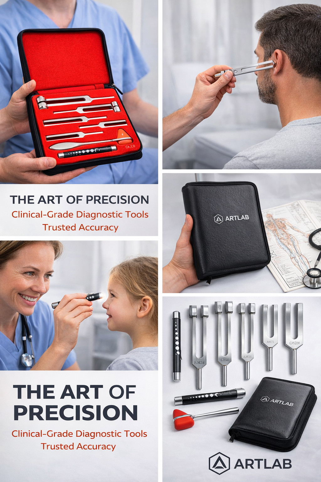 PREMIUM 6 Tuning Fork Set Medical Chiropractic Physical Diagnostic instruments