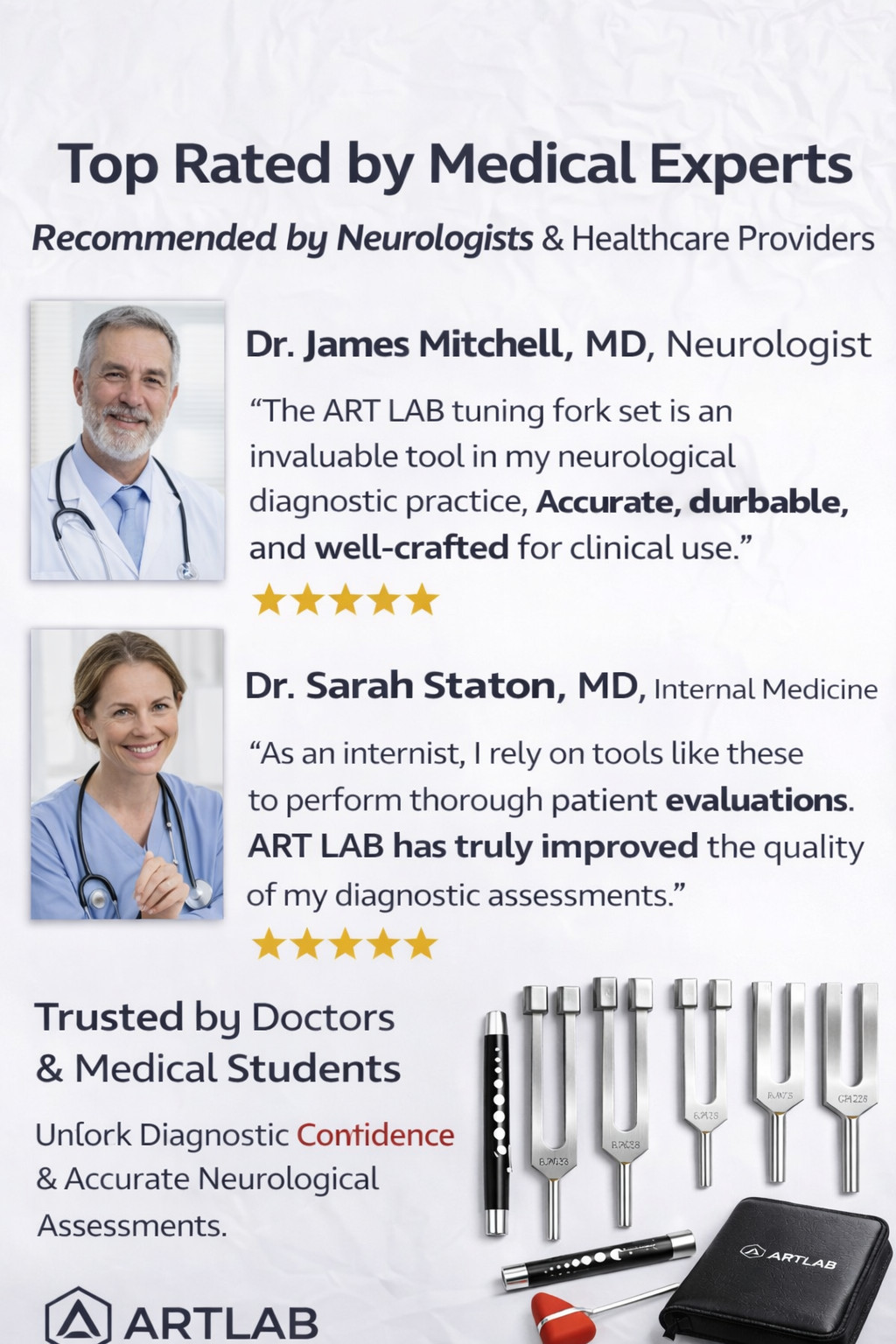 PREMIUM 6 Tuning Fork Set Medical Chiropractic Physical Diagnostic instruments