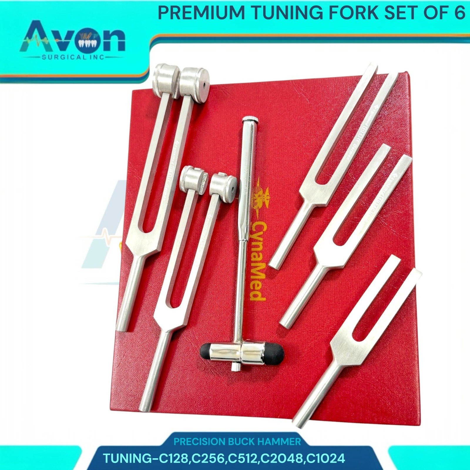 6 Tuning Fork Set Medical Surgical Chiropractic Physical Diagnostic Instruments