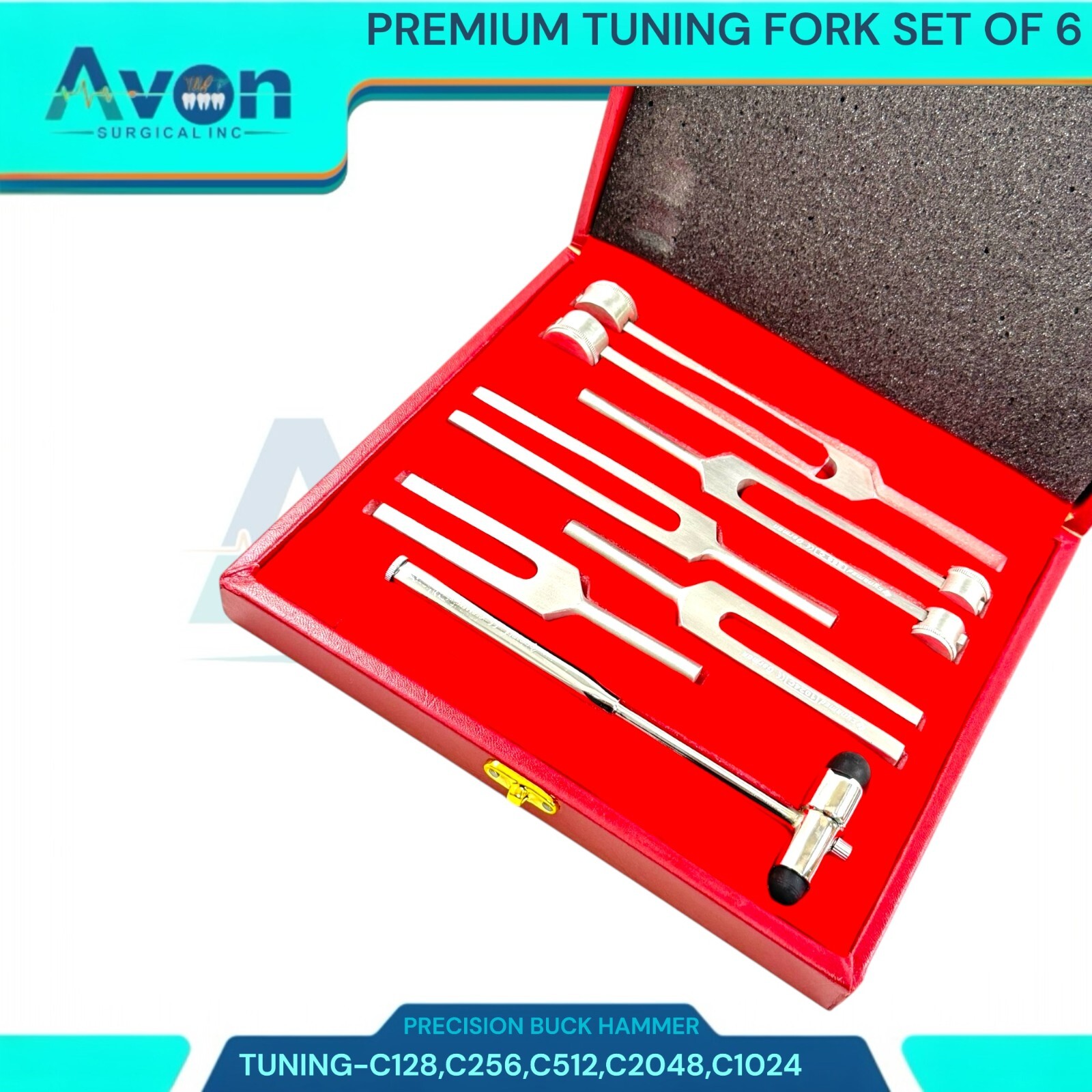 6 Tuning Fork Set Medical Surgical Chiropractic Physical Diagnostic Instruments