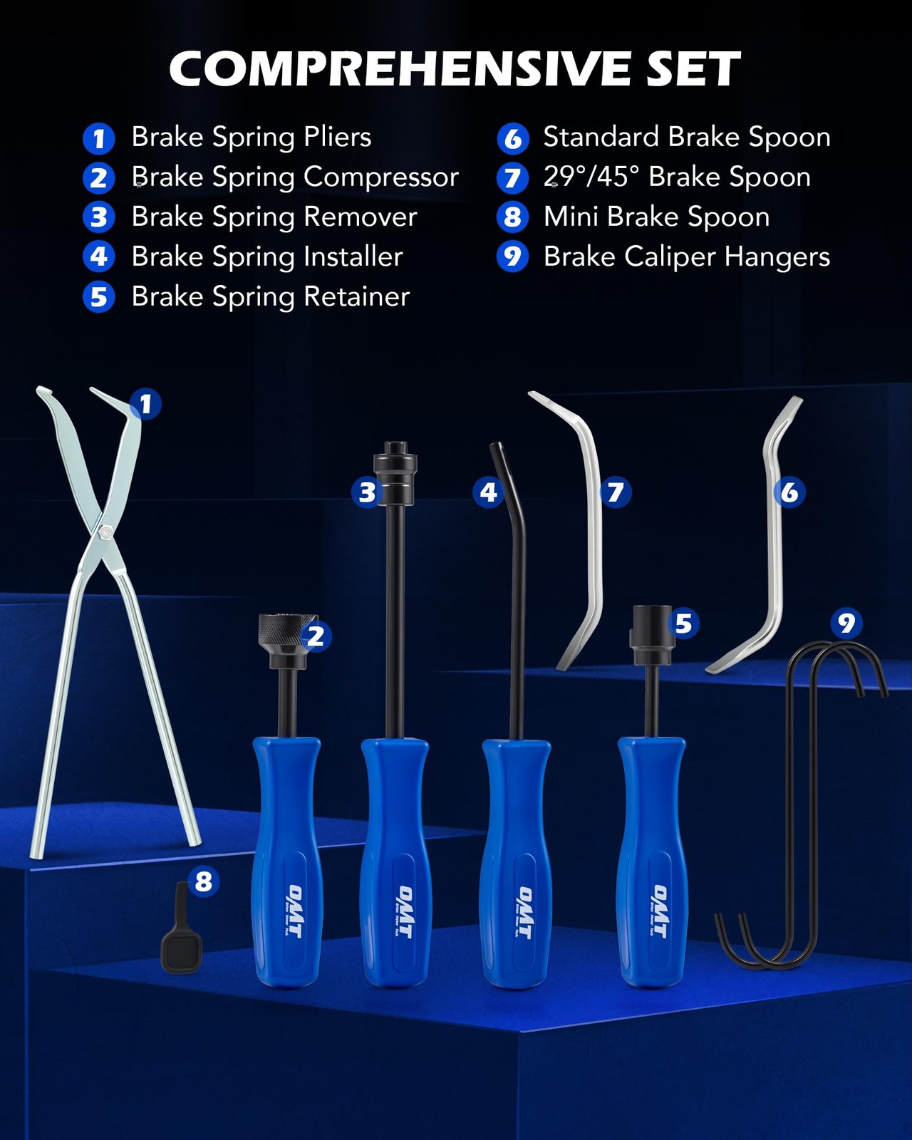 Orion Motor Tech 32Pc Dual Brake Tools 2 In 1 Caliper Compression Tool And Drum