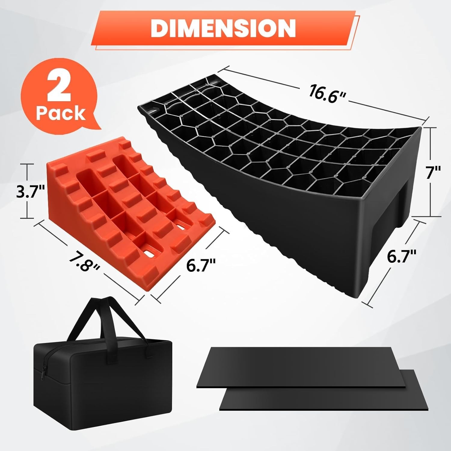 Paquete de 2 bloques niveladores, altura máxima de elevación de 16 cm (6.3″), co