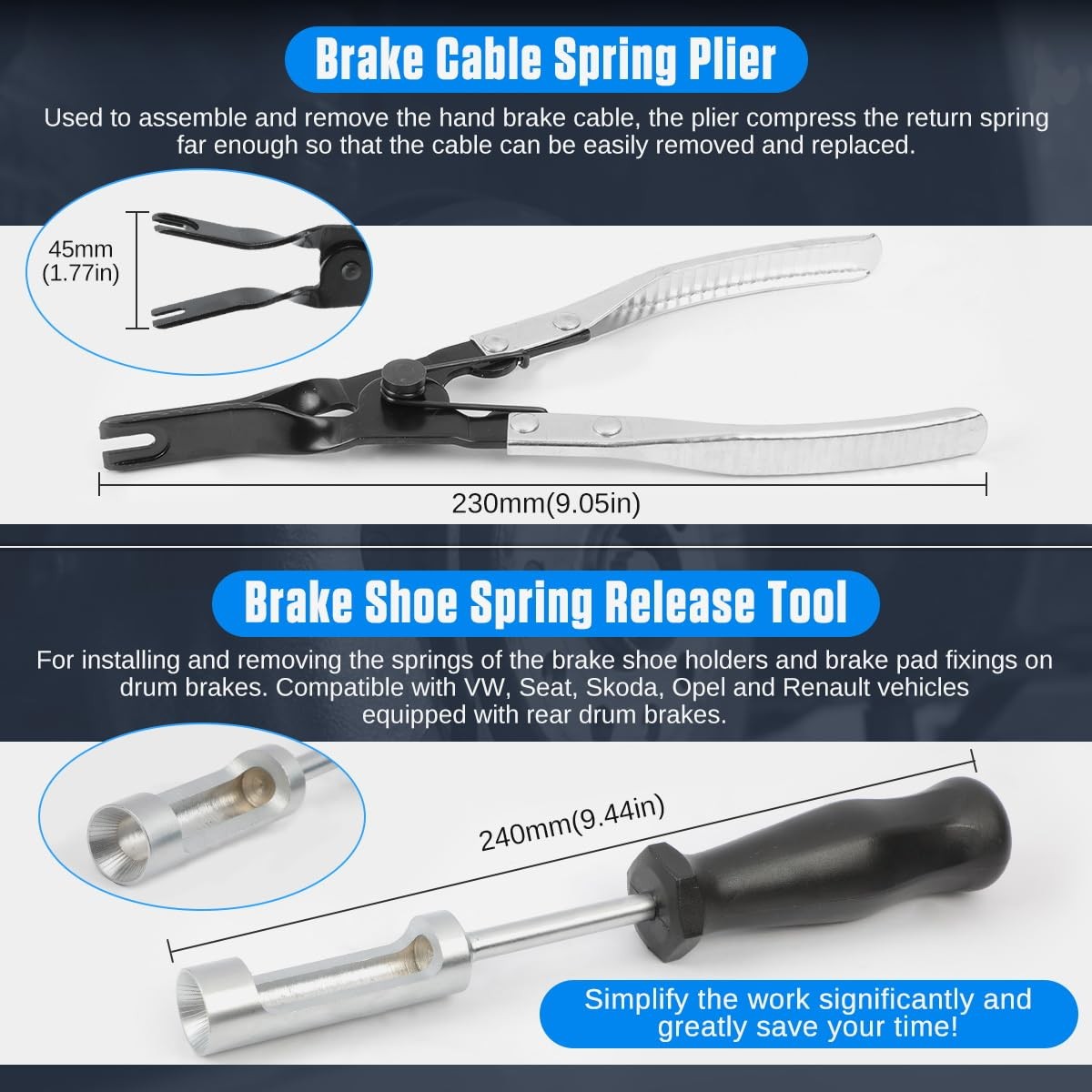 Kaisal Brake Tools 15Pc Drum Disc Brake Tool Kit Labor-Saving Drum Brake Spring