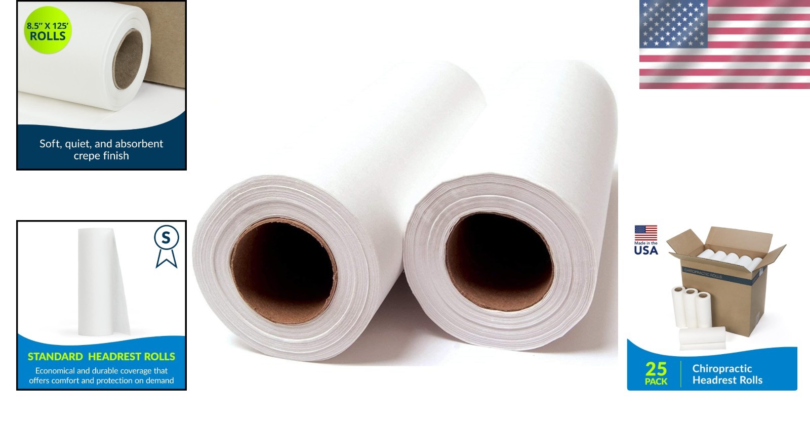 Crepe Headrest Paper Roll for Chiropractic Tables