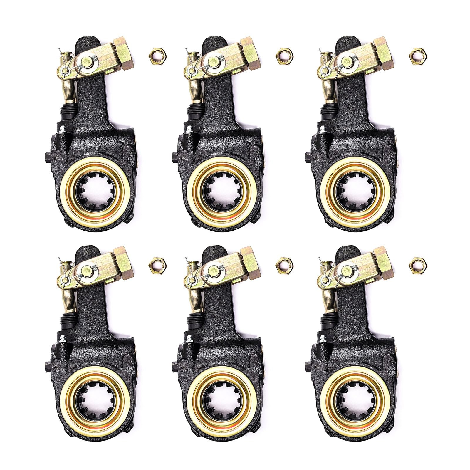 6 Pack Auto Brake Slack Adjusters 1.5in 10 Spline 5.5in Lever Clevis R801041