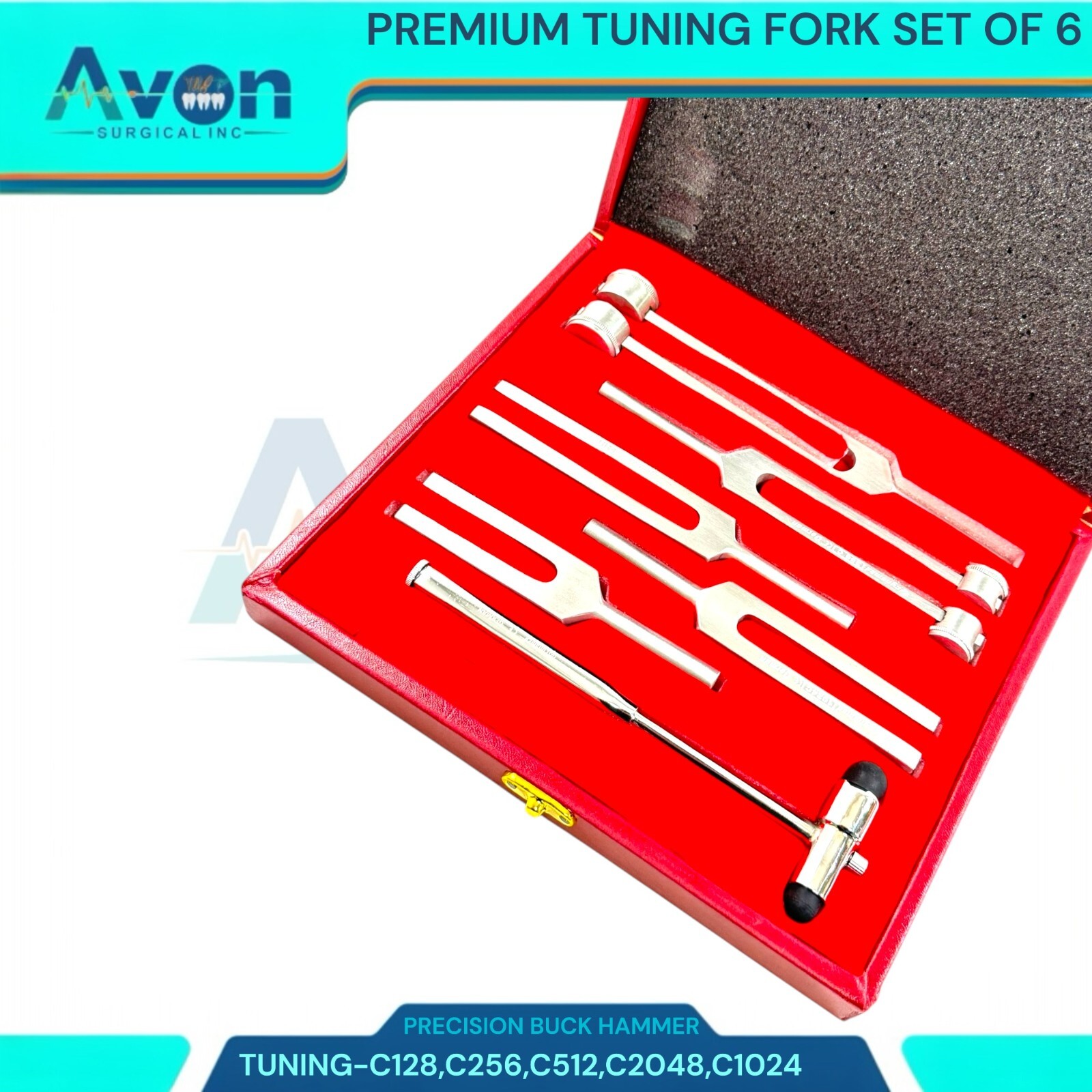 6 Tuning Fork Set Medical Surgical Chiropractic Physical Diagnostic Instruments