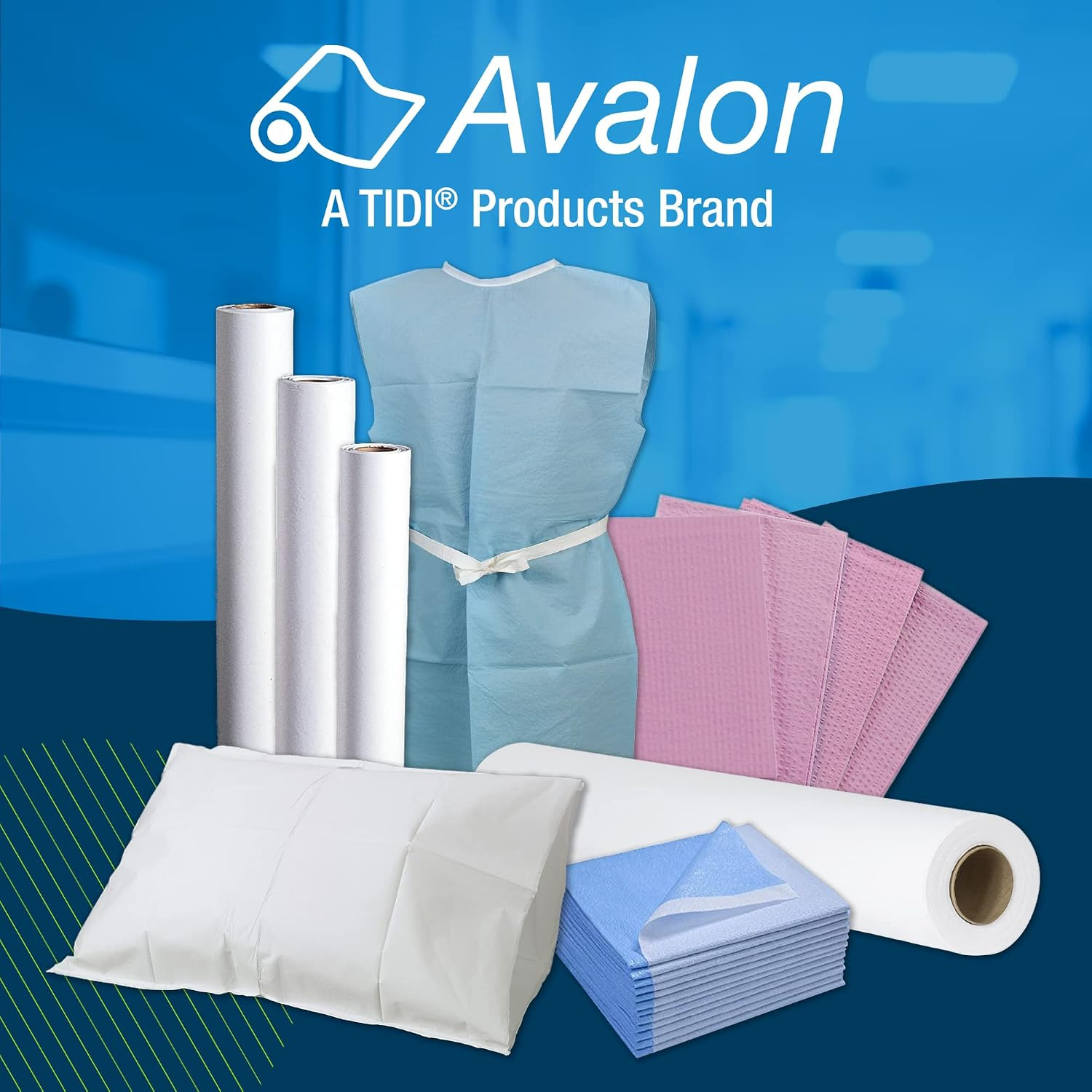 518 Avalon Single-Use Chiropractic Headrest Paper Roll, White, 8.5” x 225’ (Pack
