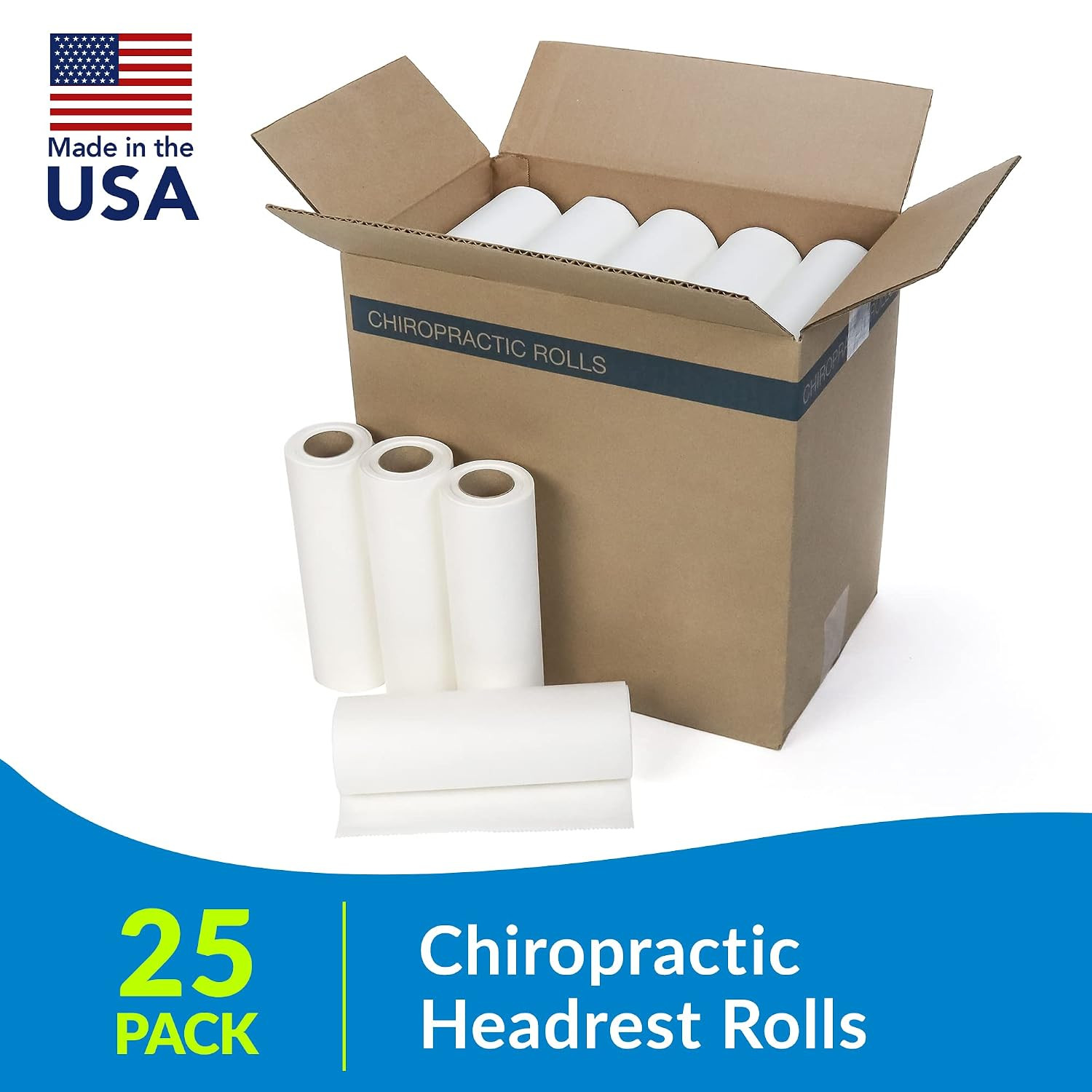 518 Avalon Single-Use Chiropractic Headrest Paper Roll, White, 8.5” x 225’ (Pack