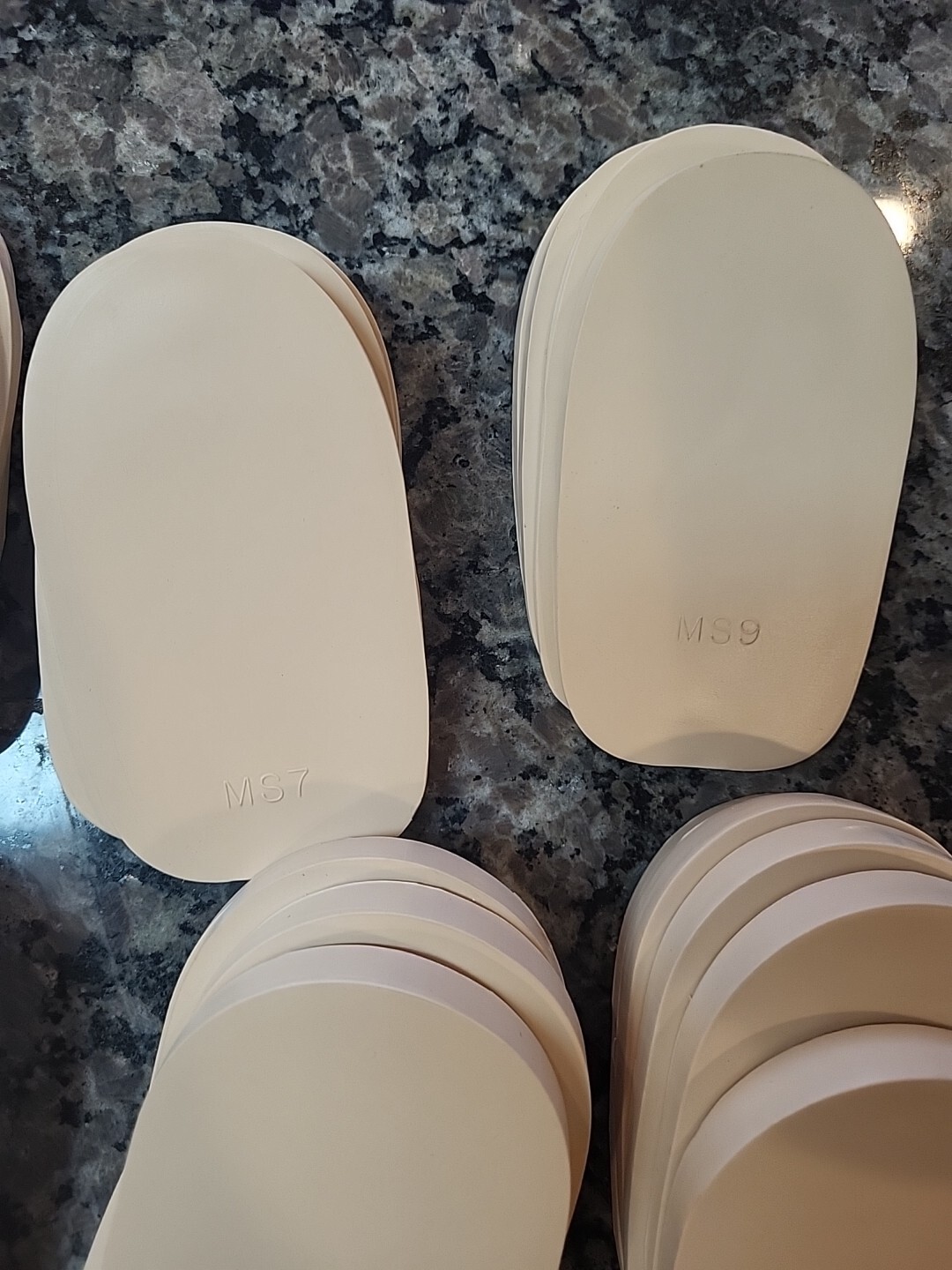 Lot of 71 new Rubber Heel Lifts by G & W Heel lifts cream colored various sizes