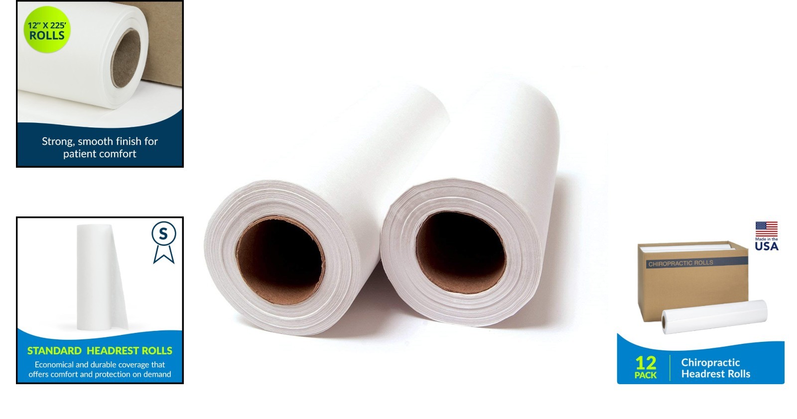 12 Rolls of Avalon Hygienic Headrest Paper, 12″ x 225′ – Perfect for Therapists